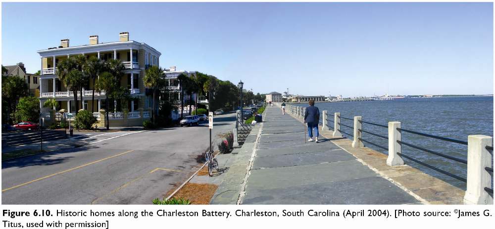 Figure 6.10. Historic homes along the Charleston Battery. Charleston, South Carolina (April 2004). [Photo source: �James G. Titus, used with permission]
