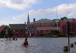 Flooding in downtown Annapolis the day after Hurricane Isabel. [Photo source: �James G. Titus, used with permission]